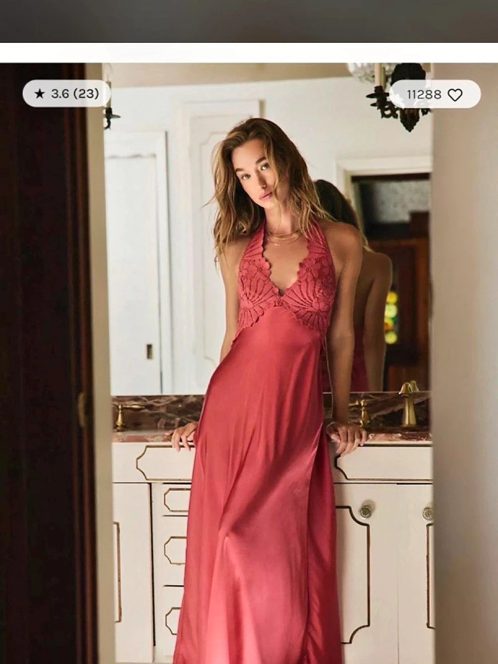 Intimately crimson crush petal party lace slip dress